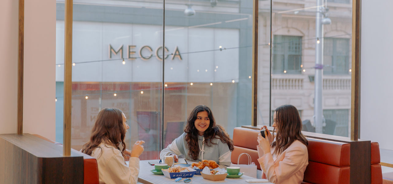 Group eating in Rundle Mall Plaza food court