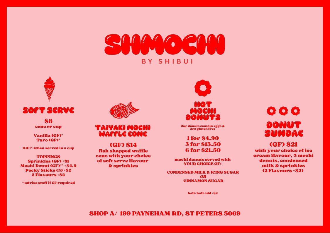 Shmochi menu