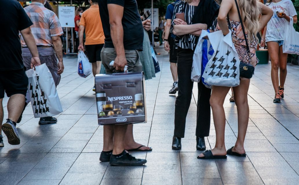 Nespresso and David Jones Bags in the Mall