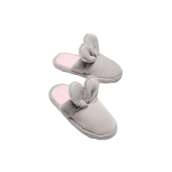 Grey slippers with bunny ears