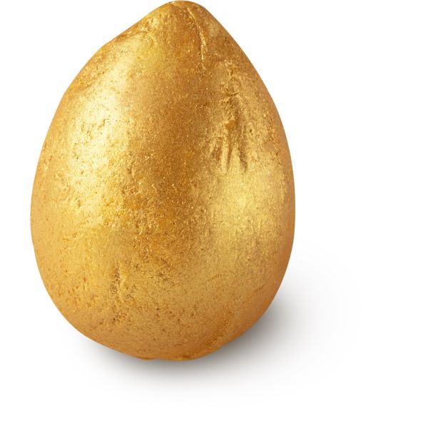 A gold egg bath bomb