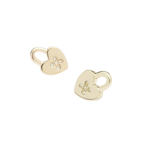 A pair of gold love heart earrings