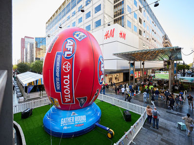 Giant AFL footy in the Mall