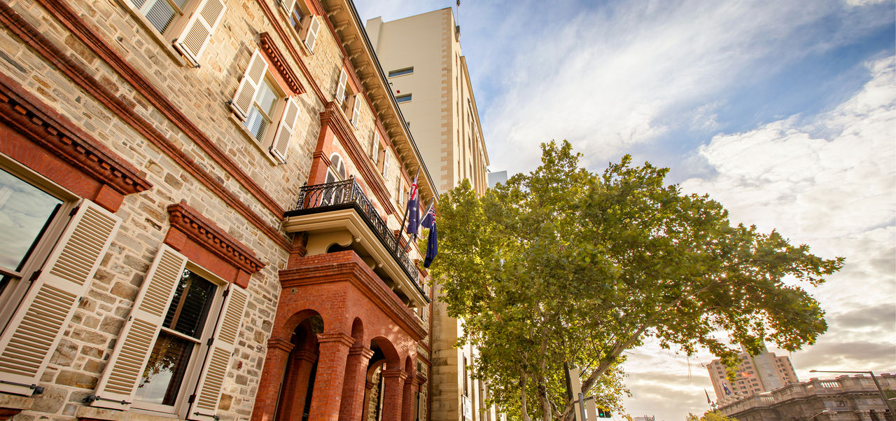 The exterior of the building housing the Queen Adelaide Club