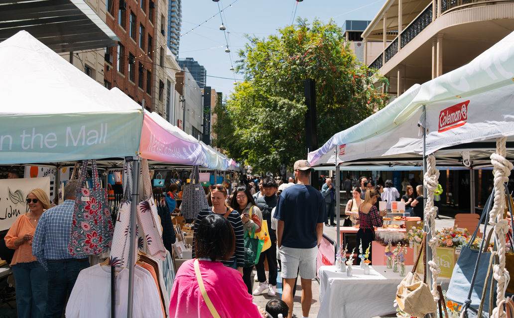 Busy crowds at the Gathered Market in the Mall
