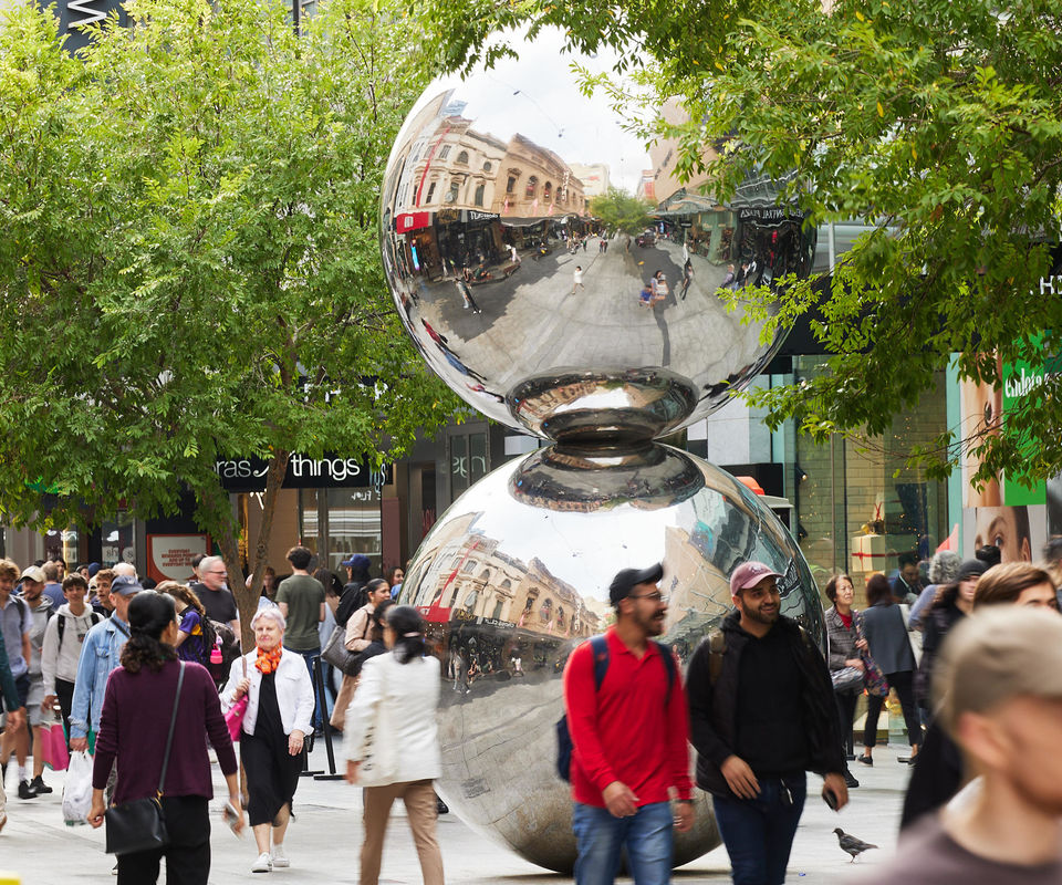The Malls Balls with busy crowds around
