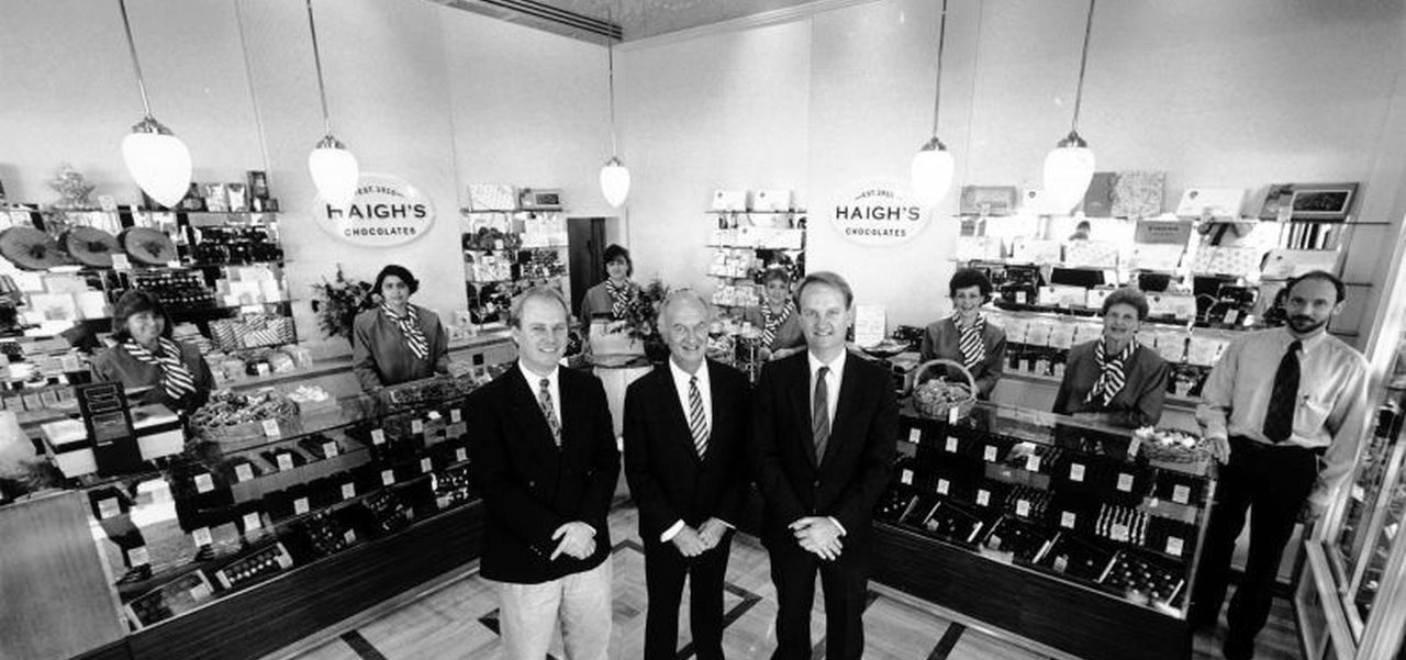 Haigh's Family in renovated Beehive Corner Store on Rundle Mall 1993