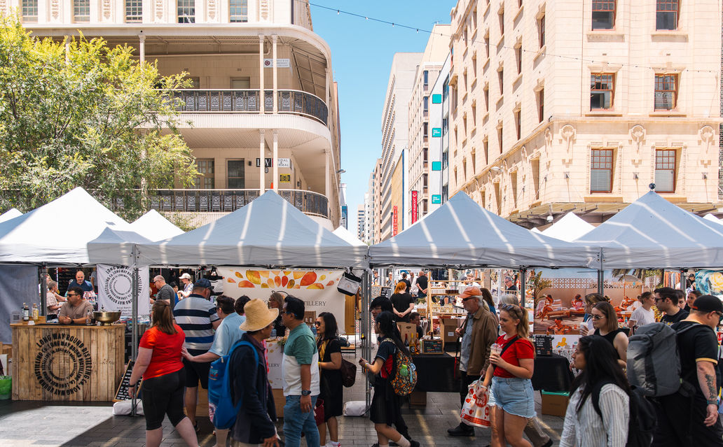 Gathered Market in the Mall in Rundle Mall