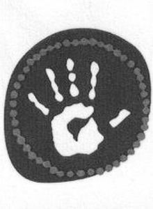 Hand print in Aboriginal art style