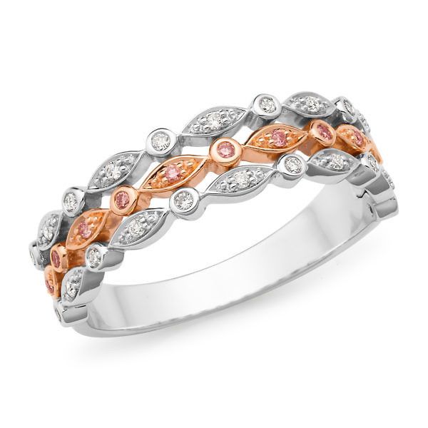 Pink White diamonds rose and white gold ring xmas9 002