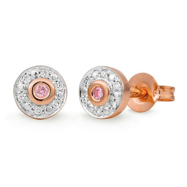 Mazzone Pink White diamonds bezel set rose gold earrings 002